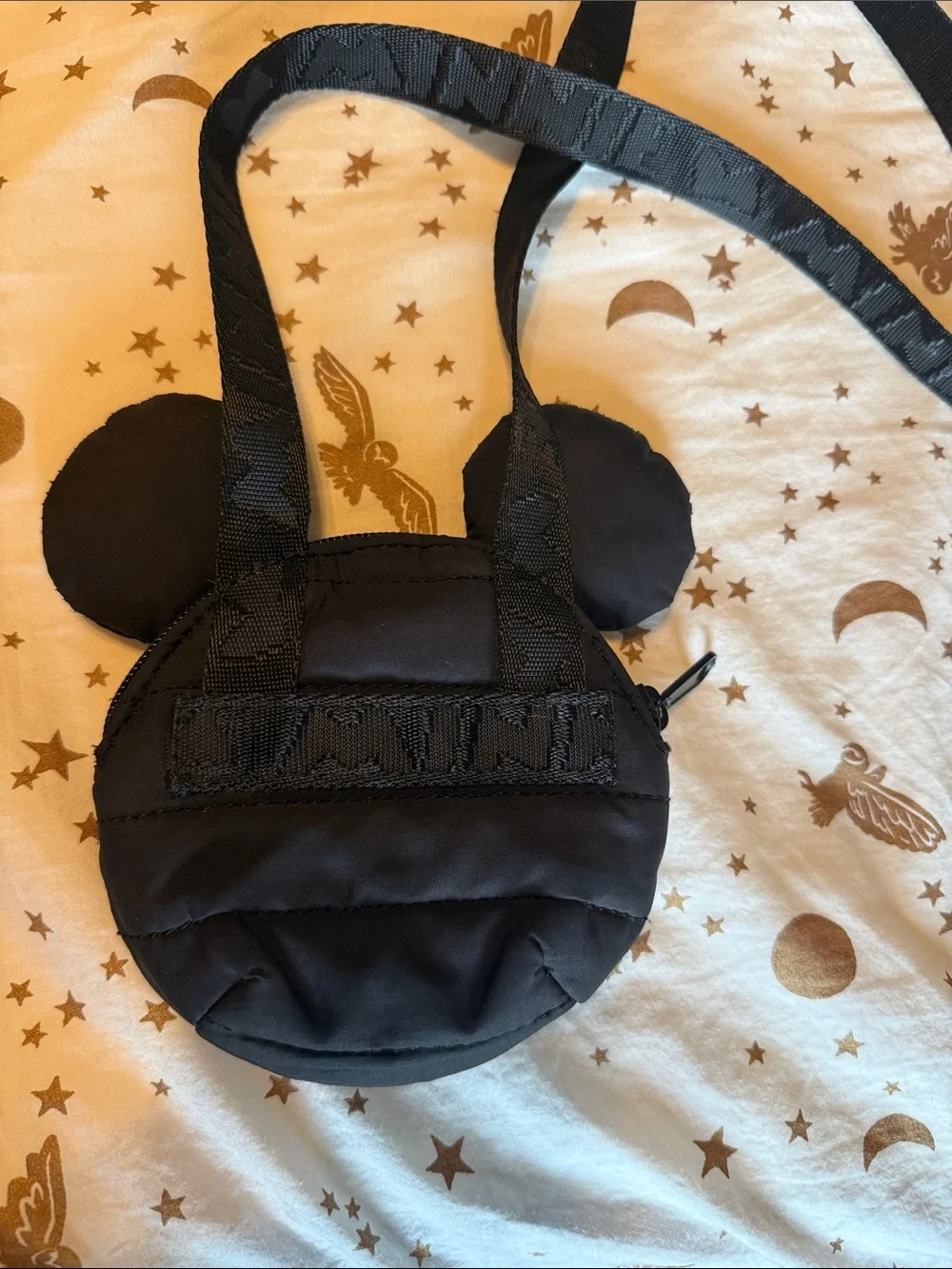 Zara Black Kids Ear-Shaped Crossbody Bag with Red Bow Accent
